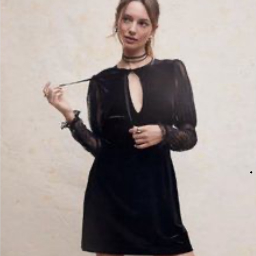 Free people midnight hour velvet a line mini dress XS